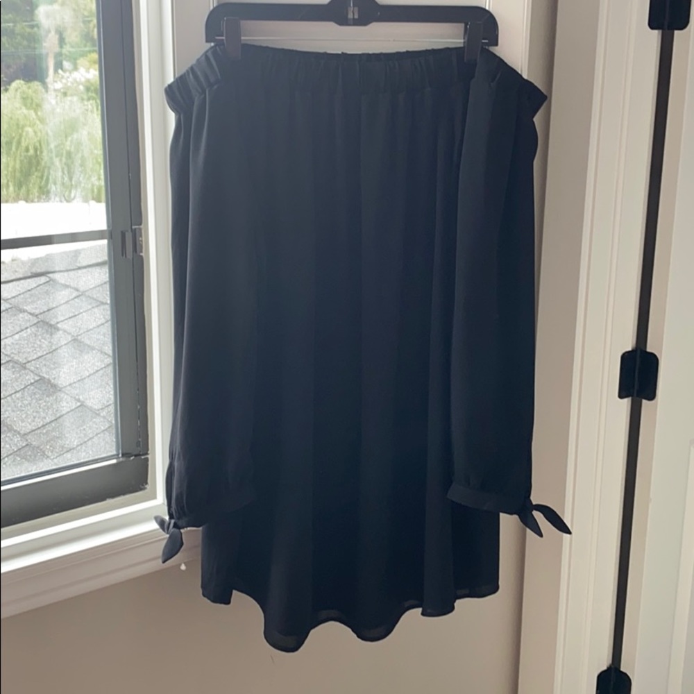 Black off the shoulder mini dress